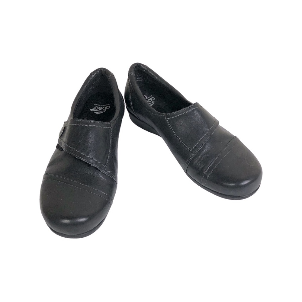 ABEO.   Women’s “ Ivonne “ Black Leather Hook &Loop Comfort Loafer Size 6